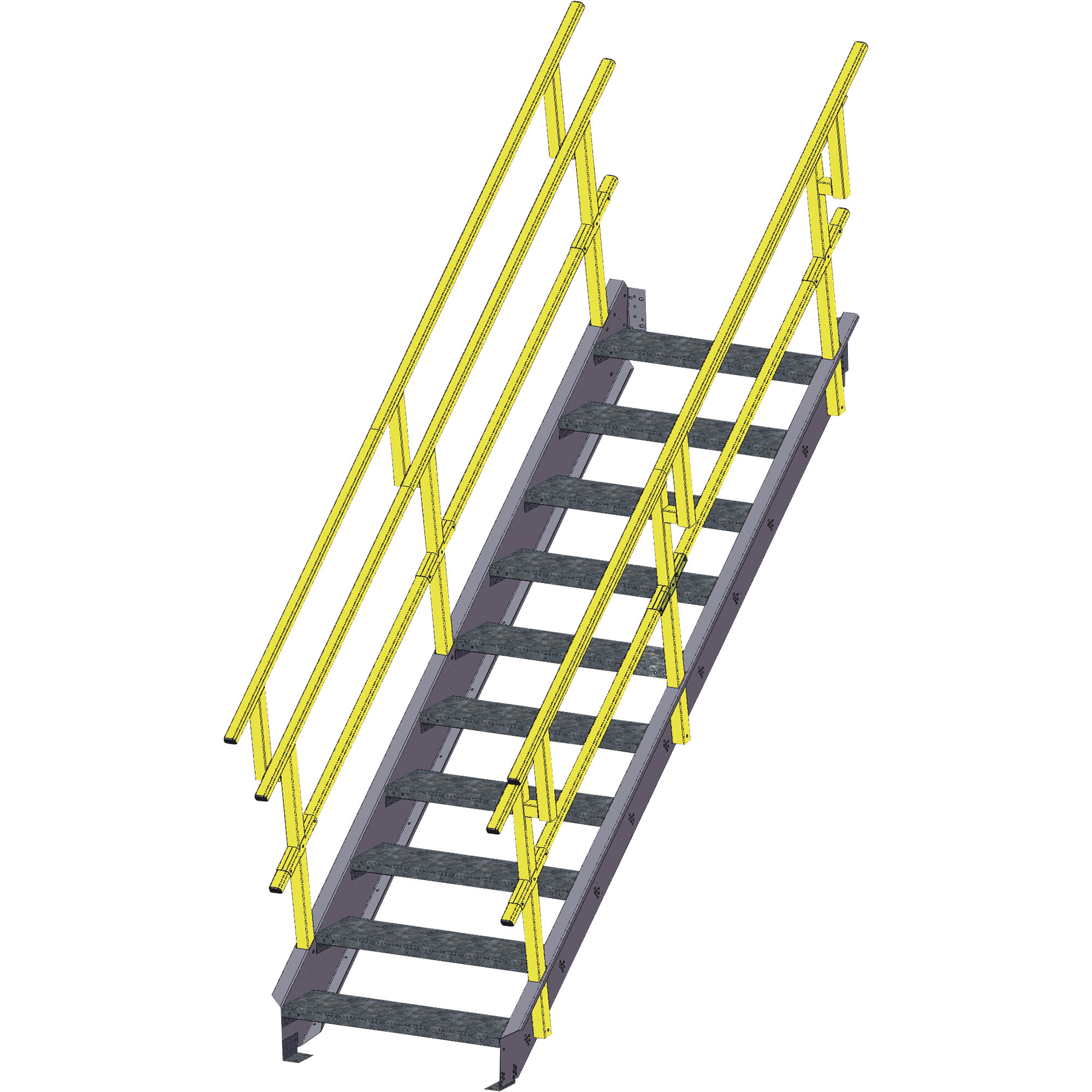 Equipto OSHA Industrial Steel Stairway, 24in.W Tread, 4 Stairs, 44in. Stair Height